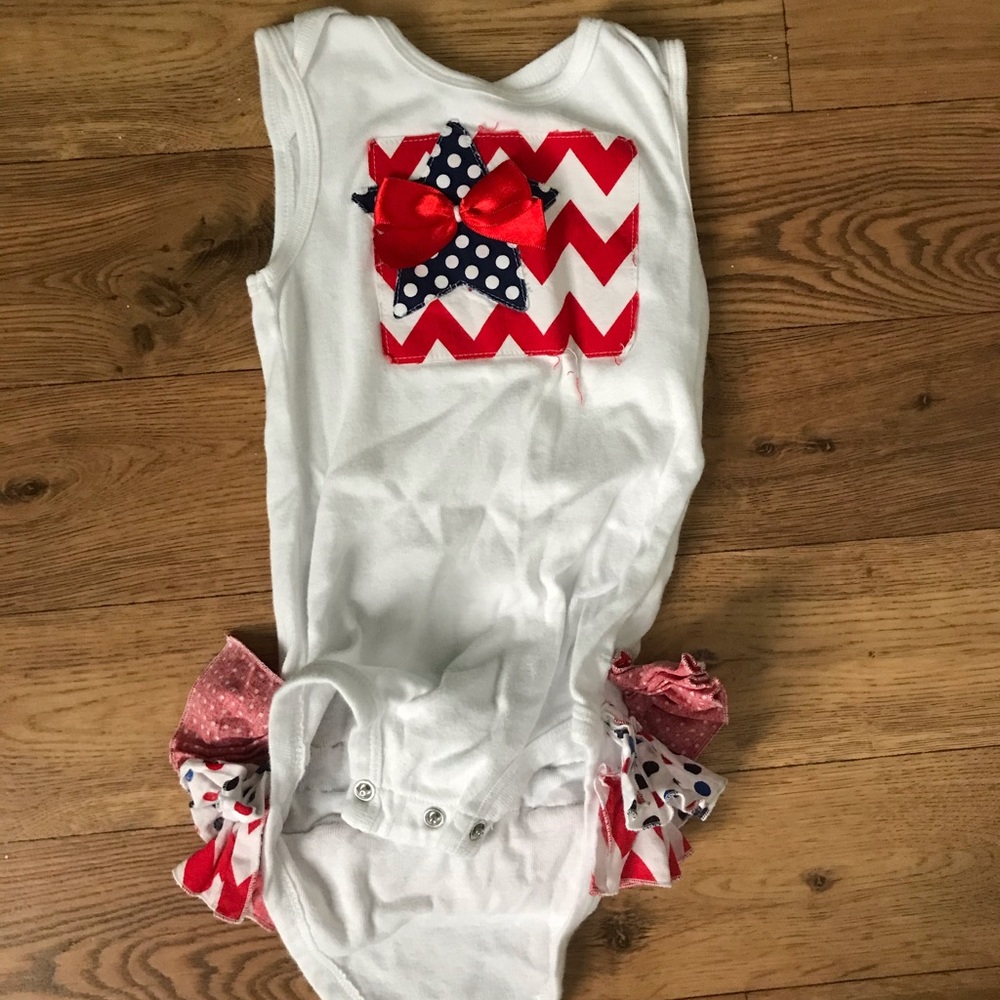 Patriotic American 18 month ruffle bottom onesie!